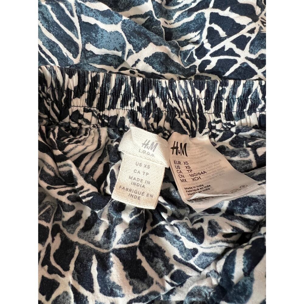 H&M womens wrap front leaves prints skirt high low white navy blue sz xs - Picture 15 of 16